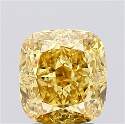 Picture of Lab Created Diamond 2.79 Carats, Cushion with  Cut, Fancy Vivid Yellow Color, VS2 Clarity and Certified by IGI