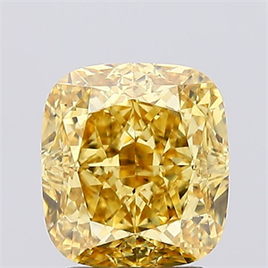 Picture of Lab Created Diamond 2.79 Carats, Cushion with  Cut, Fancy Vivid Yellow Color, VS2 Clarity and Certified by IGI