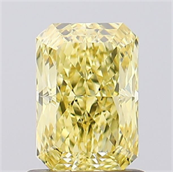 Picture of Lab Created Diamond 1.05 Carats, Radiant with  Cut, Fancy Vivid Yellow Color, VVS2 Clarity and Certified by IGI