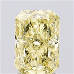 Picture of Lab Created Diamond 1.53 Carats, Radiant with  Cut, Fancy Intense Yellow Color, VVS2 Clarity and Certified by IGI