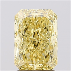 Picture of Lab Created Diamond 2.25 Carats, Radiant with  Cut, Fancy Intense Yellow Color, VVS2 Clarity and Certified by IGI