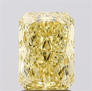 Picture of Lab Created Diamond 2.25 Carats, Radiant with  Cut, Fancy Intense Yellow Color, VVS2 Clarity and Certified by IGI