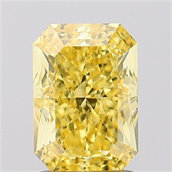 Picture of Lab Created Diamond 2.06 Carats, Radiant with  Cut, Fancy Vivid Yellow Color, VS2 Clarity and Certified by IGI