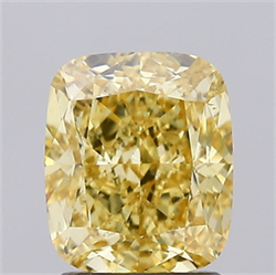 Picture of Lab Created Diamond 2.06 Carats, Cushion with  Cut, Fancy Vivid Yellow Color, VS1 Clarity and Certified by IGI
