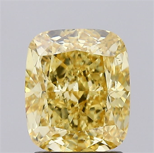 Picture of Lab Created Diamond 2.06 Carats, Cushion with  Cut, Fancy Vivid Yellow Color, VS1 Clarity and Certified by IGI