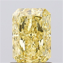 Picture of Lab Created Diamond 1.03 Carats, Radiant with  Cut, Fancy Intense Yellow Color, VS1 Clarity and Certified by IGI