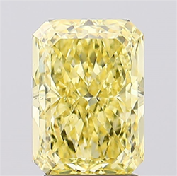 Picture of Lab Created Diamond 2.57 Carats, Radiant with  Cut, Fancy Vivid Yellow Color, VS2 Clarity and Certified by IGI
