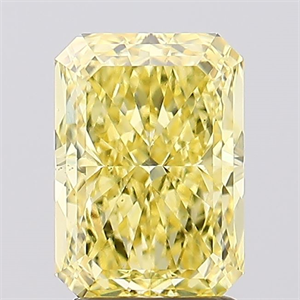 Picture of Lab Created Diamond 2.57 Carats, Radiant with  Cut, Fancy Vivid Yellow Color, VS2 Clarity and Certified by IGI