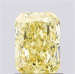 Picture of Lab Created Diamond 1.01 Carats, Radiant with  Cut, Fancy Intense Yellow Color, VVS2 Clarity and Certified by IGI