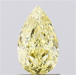 Picture of Lab Created Diamond 1.10 Carats, Pear with  Cut, Fancy Intense Yellow Color, VS1 Clarity and Certified by IGI
