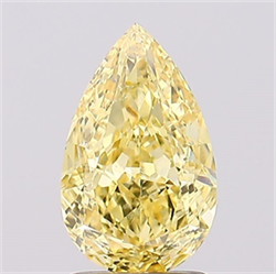 Picture of Lab Created Diamond 1.88 Carats, Pear with  Cut, Fancy Vivid Yellow Color, VS1 Clarity and Certified by IGI