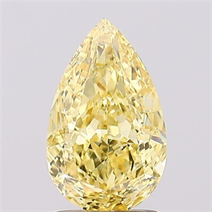 Picture of Lab Created Diamond 1.88 Carats, Pear with  Cut, Fancy Vivid Yellow Color, VS1 Clarity and Certified by IGI