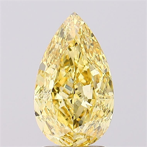 Picture of Lab Created Diamond 2.50 Carats, Pear with  Cut, Fancy Vivid Yellow Color, VS2 Clarity and Certified by IGI
