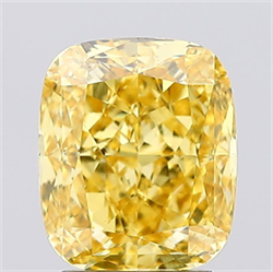 Picture of Lab Created Diamond 2.52 Carats, Cushion with  Cut, Fancy Vivid Yellow Color, VS2 Clarity and Certified by IGI