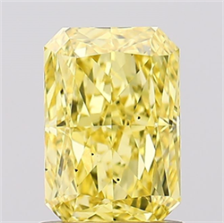 Picture of Lab Created Diamond 1.20 Carats, Radiant with  Cut, Fancy Vivid Yellow Color, VS2 Clarity and Certified by IGI
