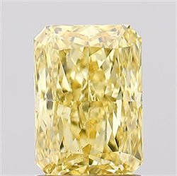 Picture of Lab Created Diamond 1.60 Carats, Radiant with  Cut, Fancy Vivid Yellow Color, VS1 Clarity and Certified by IGI