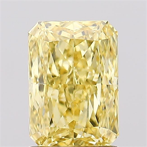 Picture of Lab Created Diamond 1.60 Carats, Radiant with  Cut, Fancy Vivid Yellow Color, VS1 Clarity and Certified by IGI