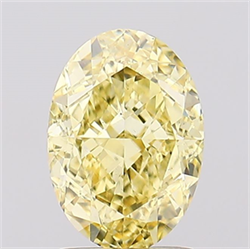 Picture of Lab Created Diamond 2.04 Carats, Oval with  Cut, Fancy Intense Yellow Color, VS1 Clarity and Certified by IGI