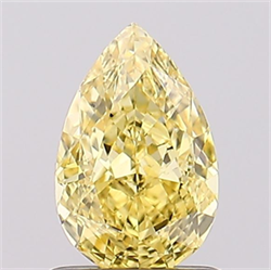 Picture of Lab Created Diamond 1.01 Carats, Pear with  Cut, Fancy Vivid Yellow Color, VS2 Clarity and Certified by IGI