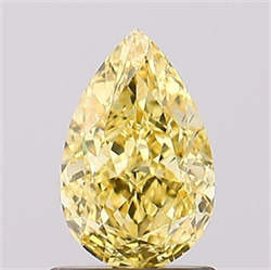 Picture of Lab Created Diamond 1.11 Carats, Pear with  Cut, Fancy Vivid Yellow Color, VS2 Clarity and Certified by IGI