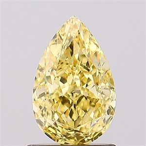 Picture of Lab Created Diamond 1.11 Carats, Pear with  Cut, Fancy Vivid Yellow Color, VS2 Clarity and Certified by IGI