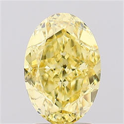 Picture of Lab Created Diamond 2.64 Carats, Oval with  Cut, Fancy Vivid Yellow Color, VS1 Clarity and Certified by IGI