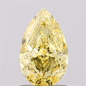 Picture of Lab Created Diamond 1.23 Carats, Pear with  Cut, Fancy Vivid Yellow Color, VS1 Clarity and Certified by IGI