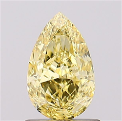 Picture of Lab Created Diamond 1.10 Carats, Pear with  Cut, Fancy Vivid Yellow Color, VVS2 Clarity and Certified by IGI