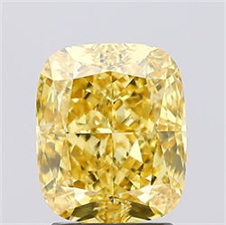 Picture of Lab Created Diamond 2.61 Carats, Cushion with  Cut, Fancy Vivid Yellow Color, VS1 Clarity and Certified by IGI