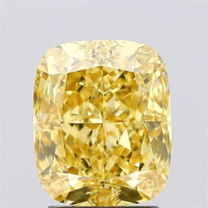 Picture of Lab Created Diamond 2.61 Carats, Cushion with  Cut, Fancy Vivid Yellow Color, VS1 Clarity and Certified by IGI