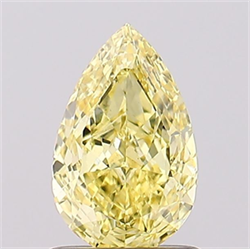 Picture of Lab Created Diamond 1.05 Carats, Pear with  Cut, Fancy Vivid Yellow Color, VS1 Clarity and Certified by IGI