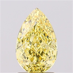 Picture of Lab Created Diamond 1.57 Carats, Pear with  Cut, Fancy Vivid Yellow Color, VS1 Clarity and Certified by IGI