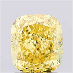Picture of Lab Created Diamond 1.51 Carats, Cushion with  Cut, Fancy Vivid Yellow Color, VS1 Clarity and Certified by IGI