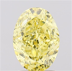 Picture of Lab Created Diamond 2.19 Carats, Oval with  Cut, Fancy Vivid Yellow Color, VS2 Clarity and Certified by IGI