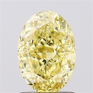 Picture of Lab Created Diamond 1.51 Carats, Oval with  Cut, Fancy Intense Yellow Color, VS1 Clarity and Certified by IGI