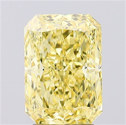 Picture of Lab Created Diamond 2.52 Carats, Radiant with  Cut, Fancy Vivid Yellow Color, VS2 Clarity and Certified by IGI