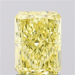 Picture of Lab Created Diamond 1.53 Carats, Radiant with  Cut, Fancy Vivid Yellow Color, VS1 Clarity and Certified by IGI