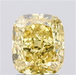 Picture of Lab Created Diamond 2.06 Carats, Cushion with  Cut, Fancy Intense Yellow Color, VS1 Clarity and Certified by IGI