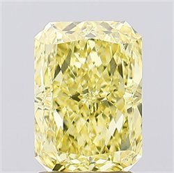 Picture of Lab Created Diamond 2.20 Carats, Radiant with  Cut, Fancy Vivid Yellow Color, VS2 Clarity and Certified by IGI