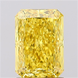 Picture of Lab Created Diamond 1.59 Carats, Radiant with  Cut, Fancy Vivid Yellow Color, VS1 Clarity and Certified by IGI