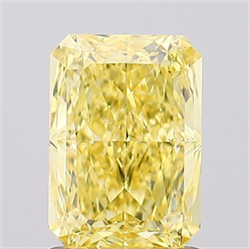 Picture of Lab Created Diamond 1.51 Carats, Radiant with  Cut, Fancy Vivid Yellow Color, VS2 Clarity and Certified by IGI