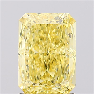 Picture of Lab Created Diamond 1.51 Carats, Radiant with  Cut, Fancy Vivid Yellow Color, VS2 Clarity and Certified by IGI