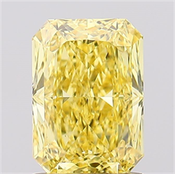 Picture of Lab Created Diamond 1.59 Carats, Radiant with  Cut, Fancy Vivid Yellow Color, VS1 Clarity and Certified by IGI