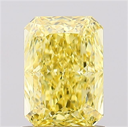 Picture of Lab Created Diamond 1.23 Carats, Radiant with  Cut, Fancy Vivid Yellow Color, VS1 Clarity and Certified by IGI