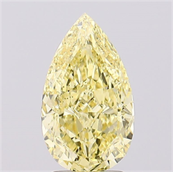 Picture of Lab Created Diamond 2.59 Carats, Pear with  Cut, Fancy Intense Yellow Color, VS1 Clarity and Certified by IGI