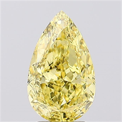 Picture of Lab Created Diamond 3.02 Carats, Pear with  Cut, Fancy Vivid Yellow Color, VS2 Clarity and Certified by IGI