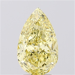Picture of Lab Created Diamond 3.04 Carats, Pear with  Cut, Fancy Intense Yellow Color, VS2 Clarity and Certified by IGI