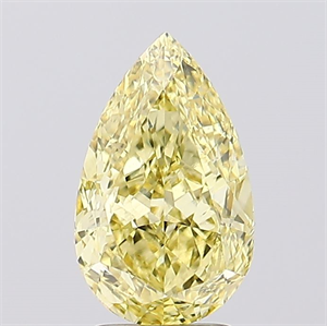 Picture of Lab Created Diamond 3.04 Carats, Pear with  Cut, Fancy Intense Yellow Color, VS2 Clarity and Certified by IGI
