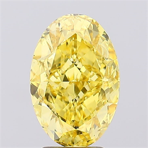 Picture of Lab Created Diamond 4.53 Carats, Oval with  Cut, Fancy Vivid Yellow Color, VS2 Clarity and Certified by IGI