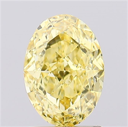 Picture of Lab Created Diamond 1.59 Carats, Oval with  Cut, Fancy Vivid Yellow Color, VS1 Clarity and Certified by IGI